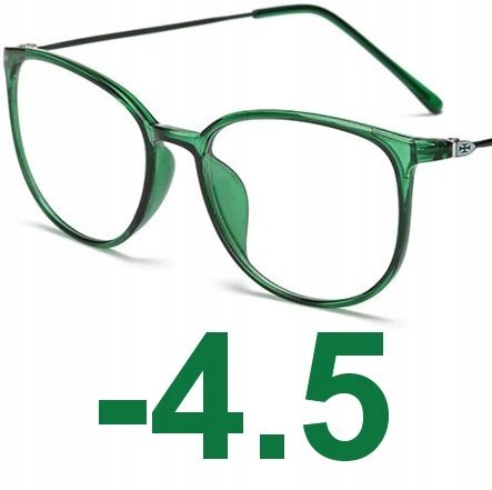 Okulary kujonki korekcyjne minusy zielone -4.5