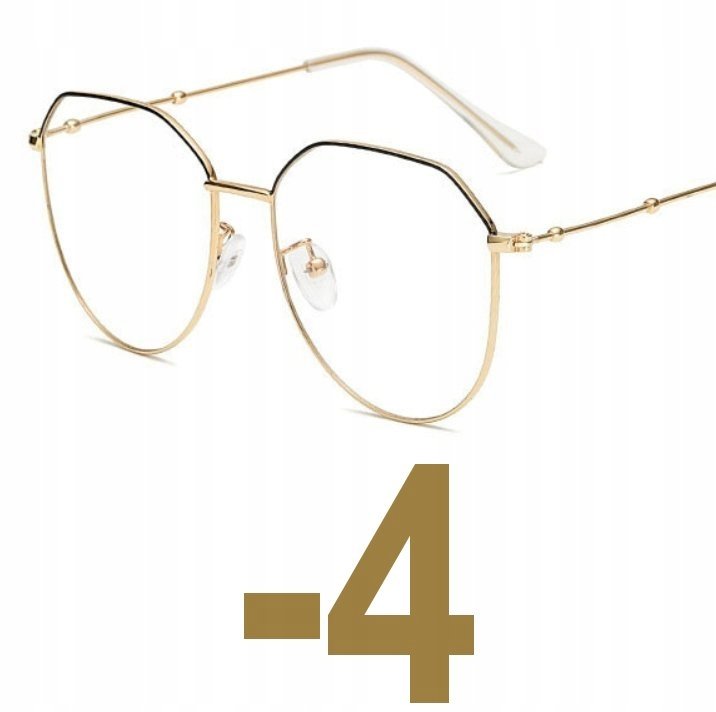 Okulary korekcyjne złoto-czarne ładne metal -4