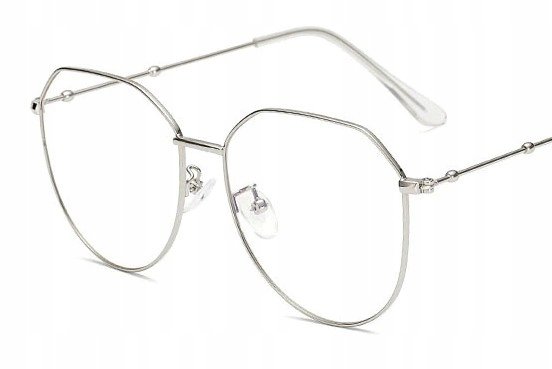 Okulary korekcyjne srebrne ładne metal -3