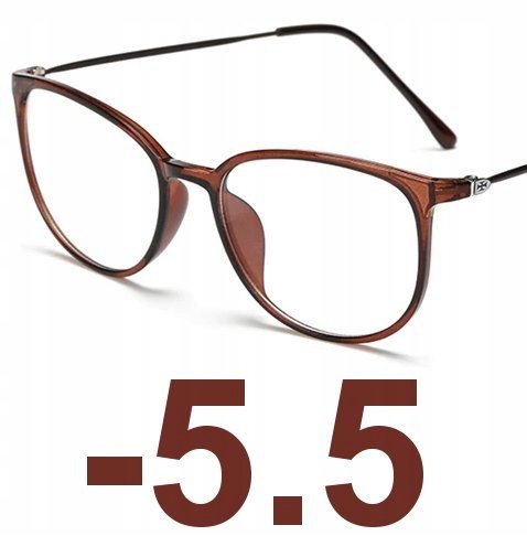 Okulary kujonki korekcyjne minusy brązowe -5.5