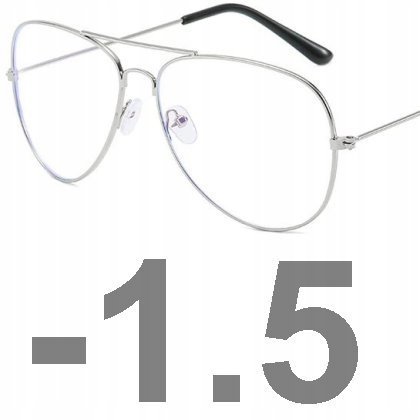 Okulary korekcyjne minusy pilotki srebrne -1.5