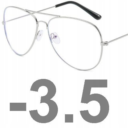Okulary korekcyjne minusy pilotki srebrne -3.5