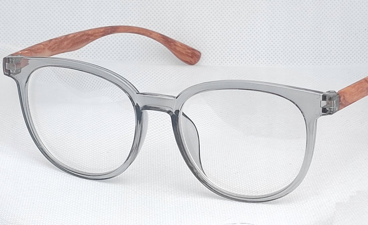 Okulary korekcyjne duże minusy drewno szare -1.5
