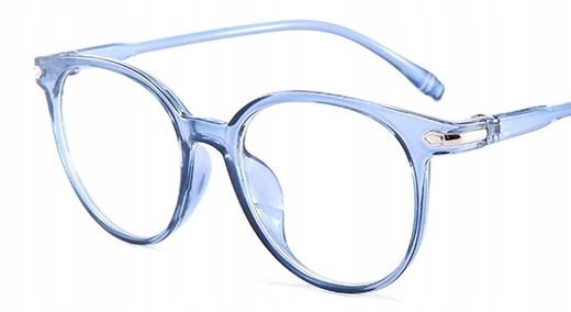 Okulary kujonki korekcyjne minusy kocie jasno niebieskie -5.5