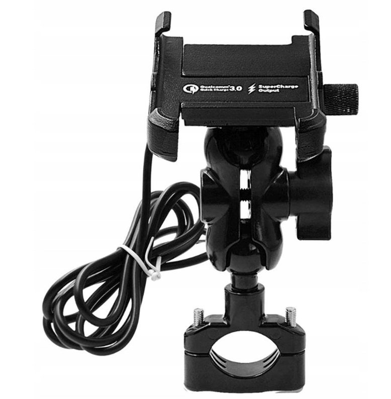 Motocyklowy uchwyt ładowarka imadło qc 3.0 usb