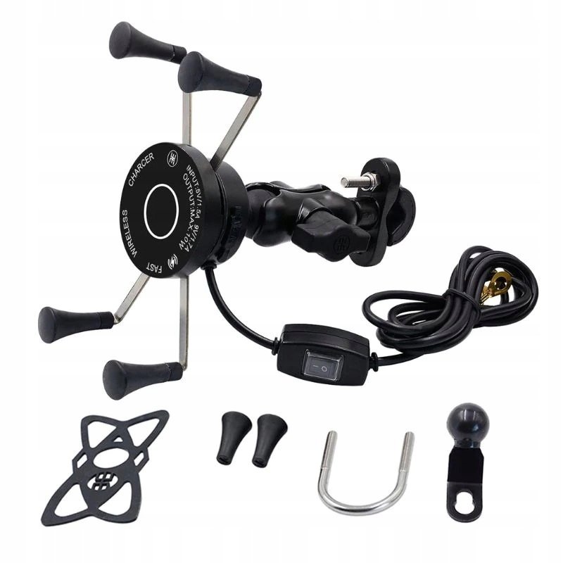 Motocyklowy uchwyt indukcyjny qi qc 3.0 usb