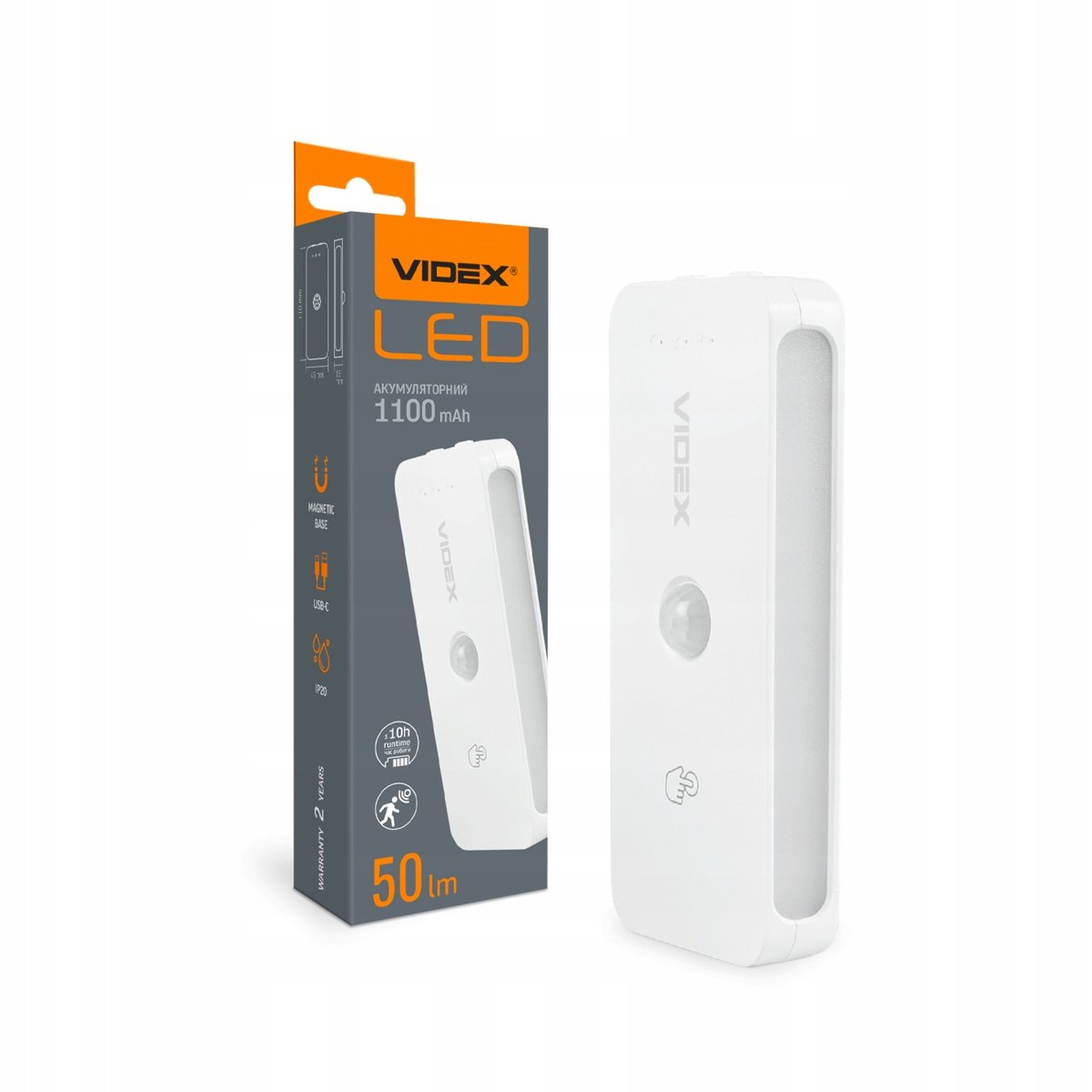 Ładowalna lampa LED akumulatorowa z czujnikiem ruchu VIDEX VL-NL053W-S