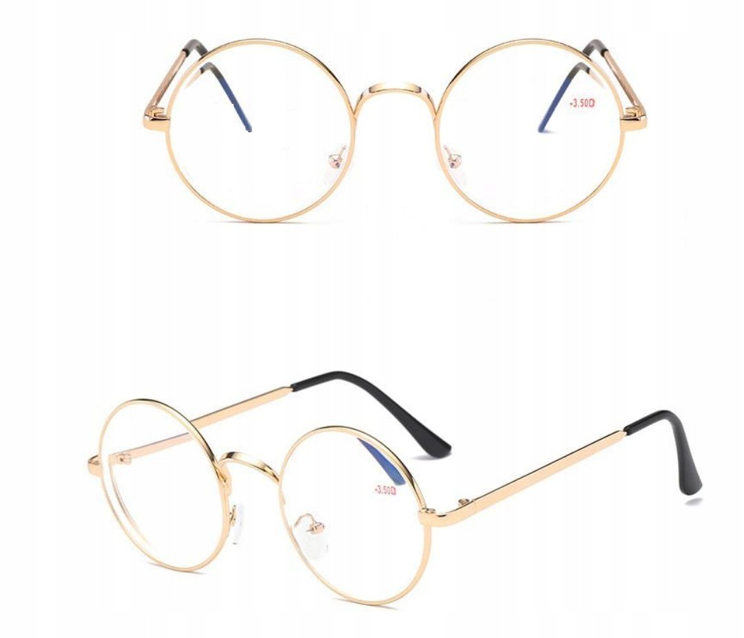 OKULARY KOREKCYJNE okrągłe złote minusy: -1 do -4
