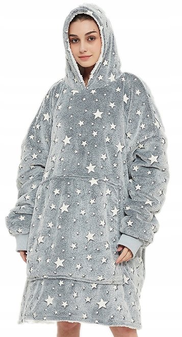 Bluza koc kocobluza ciepła oversize 2w1 gwiazdki miła w dotyku modna