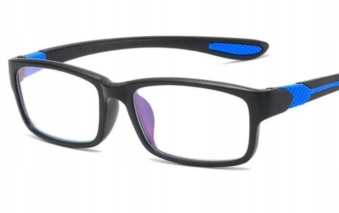 Okulary korekcyjne sportowe niebieskie plusy +3
