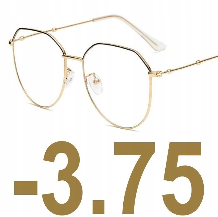 Okulary korekcyjne złoto-czarne ładne metal -3.75