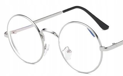 OKULARY KOREKCYJNE okrągłe metal srebrne -3