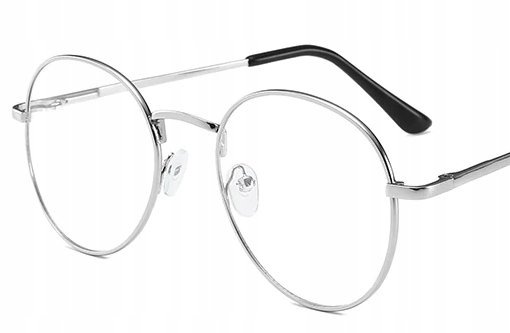 OKULARY metal KOREKCYJNE PLUSY +3.5 srebrne
