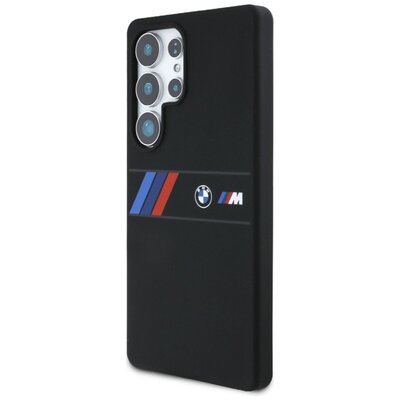 Etui BMW Silicone Middle Tricolor Stripes MagSafe do Samsung Galaxy S25 Ultra Czarny