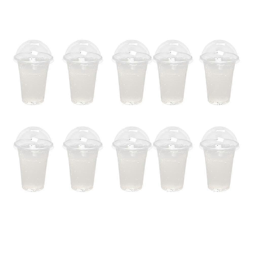100 sztuk 380 ml Jednorazowe przezroczyste plastikowe kubki z otworem Pokrywki kopuły do herbaty Sok owocowy Mleko Herbata z pokrowcami