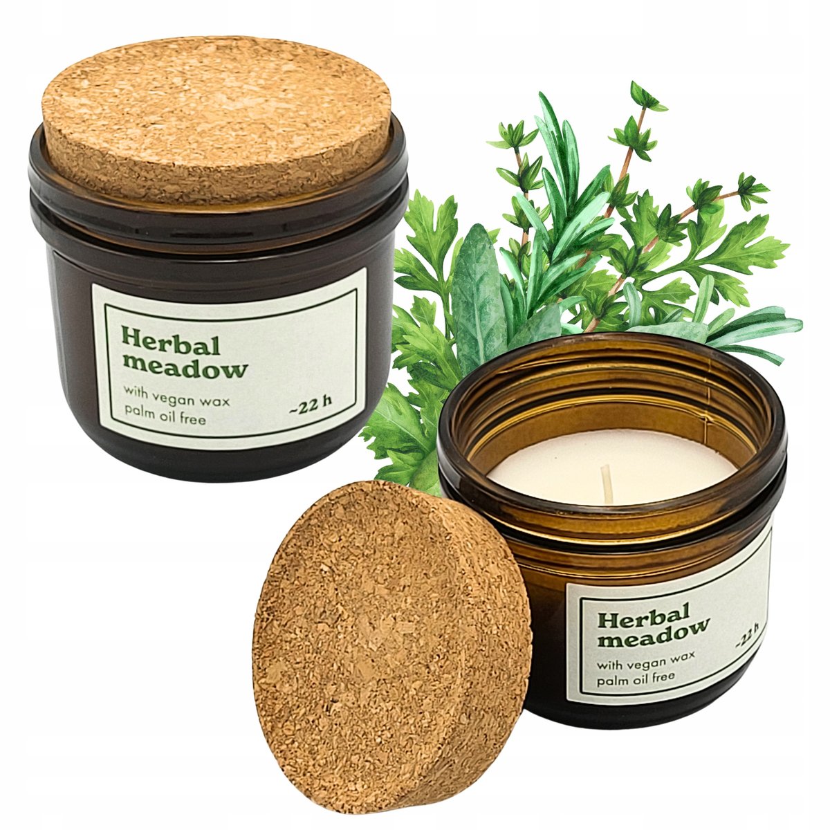 Świeca W Szkle Z Korkiem Bolsius Herbal Meadow 22H