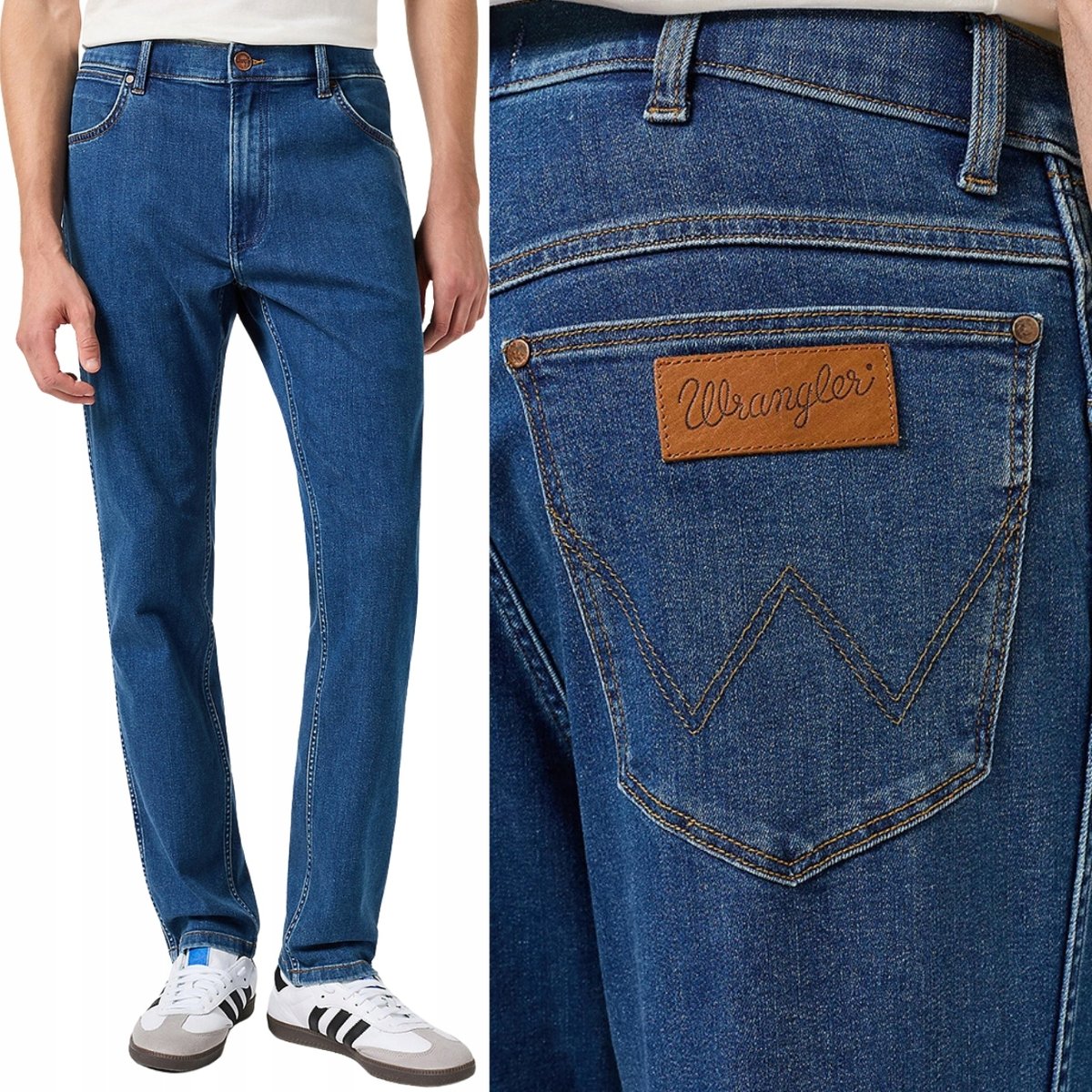 Wrangler River Coldwater Klasyczne Zwężane Ciemne Spodnie Jeansowe W33 L32