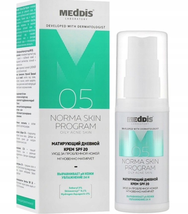 MEDDIS Matujący krem do twarzy spf 20, 30 ml