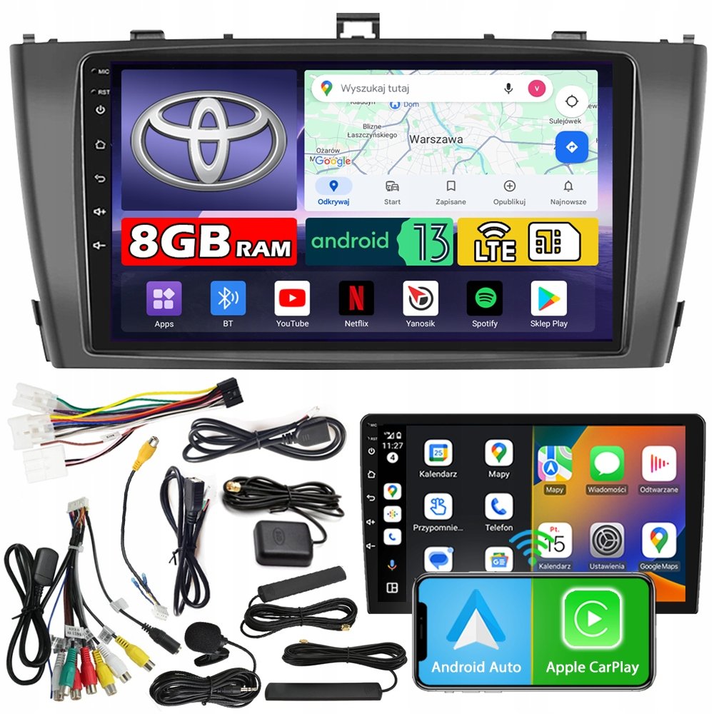Radio samochodowe NCS ZQ9 TOYOTA AVENSIS 3 III 2009-2015 Android 8GB LTE