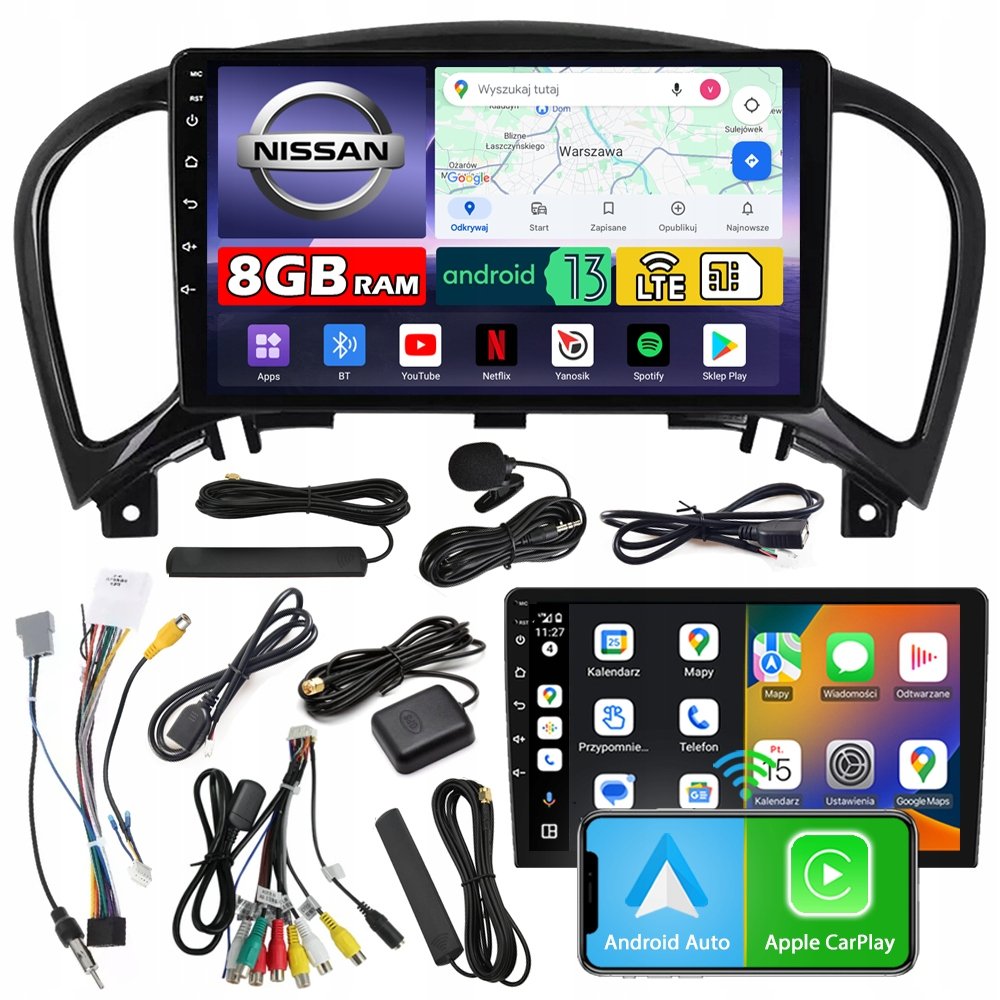 Radio samochodowe NCS ZQ9 NISSAN JUKE 2010-2019 Android nawigacja 8GB LTE