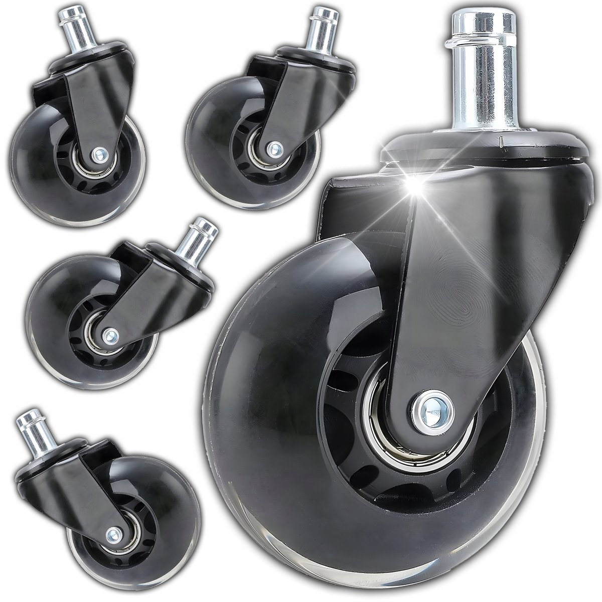 5X KÓŁKA DO FOTELA OBROTOWEGO MOCNE KAUCZUKOWE GUMOWE SILIKONOWE 10MM