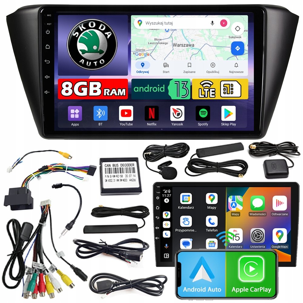 Radio samochodowe NCS ZQ9 Skoda Fabia 3 III 2014-2021 Android 8GB LTE