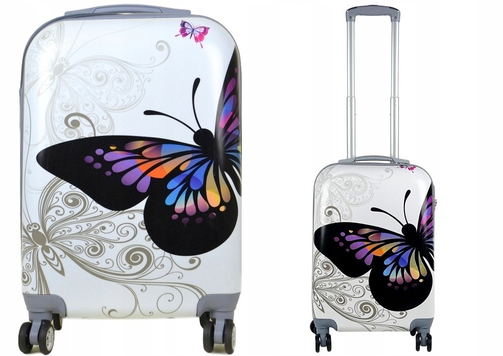 Mała walizka podróżna kabinowa SUNBAG model biały motyl