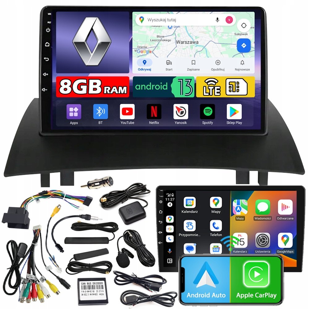 Radio samochodowe NCS ZQ9 RENAULT MEGANE 2 II 2002-2008 Android 8GB LTE