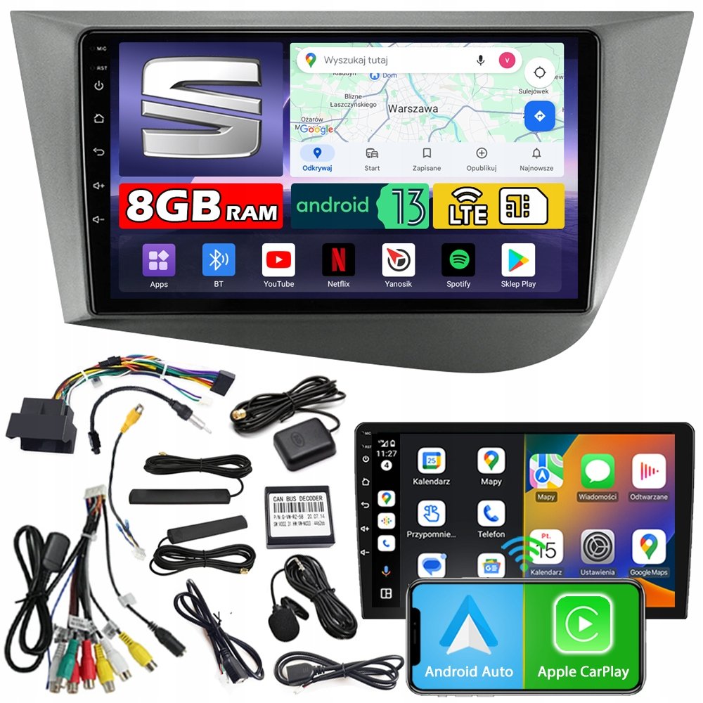 Radio samochodowe NCS ZQ9 SEAT LEON 2 II 2004-2012 Android 8GB LTE