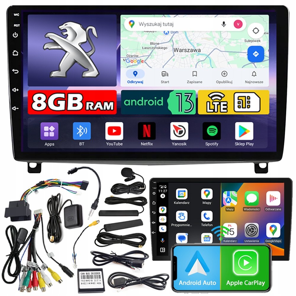 Radio samochodowe NCS ZQ9 PEUGEOT 407 2004-2011 Android nawigacja 8GB LTE