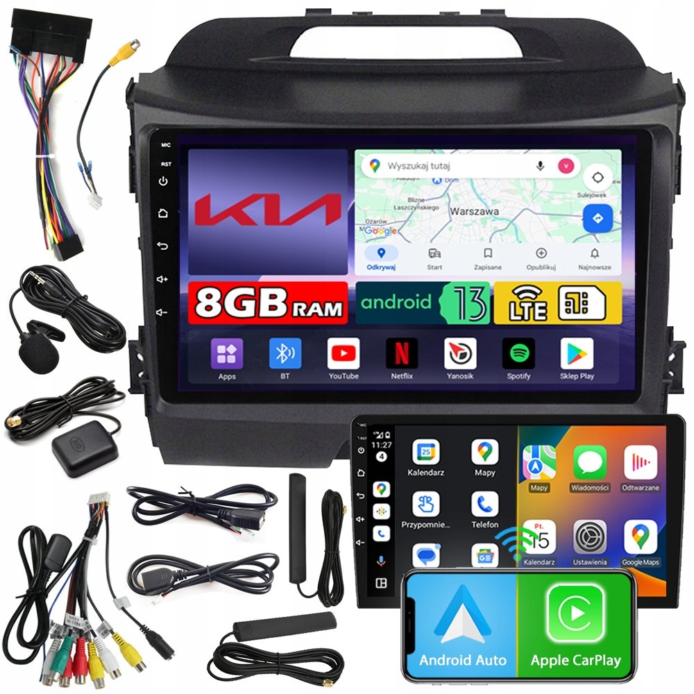 Radio samochodowe NCS ZQ9 KIA SPORTAGE 3 III 2010-2015 Android 8GB LTE