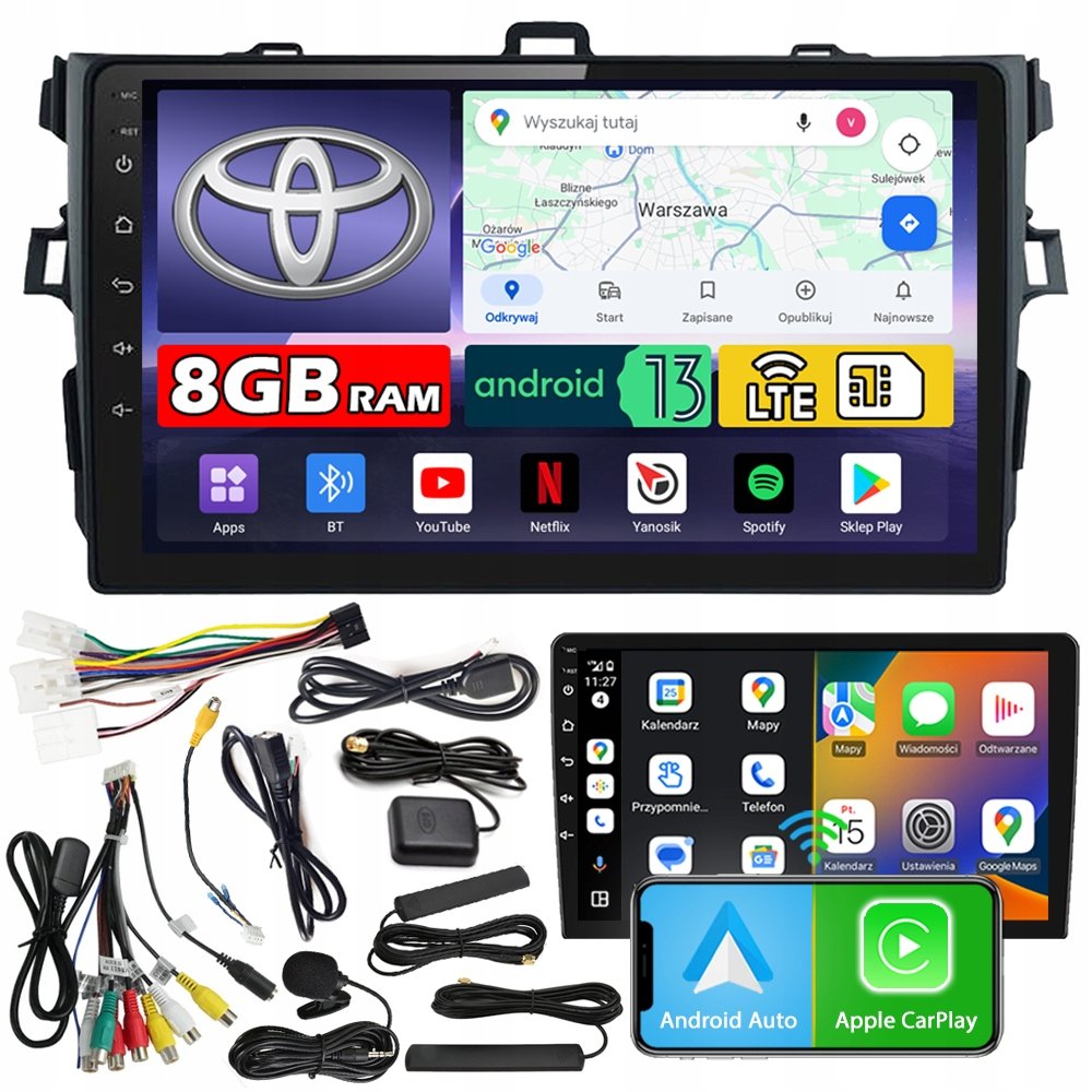 Radio samochodowe NCS ZQ9 TOYOTA COROLLA E15 2007-2014 Android 8GB LTE