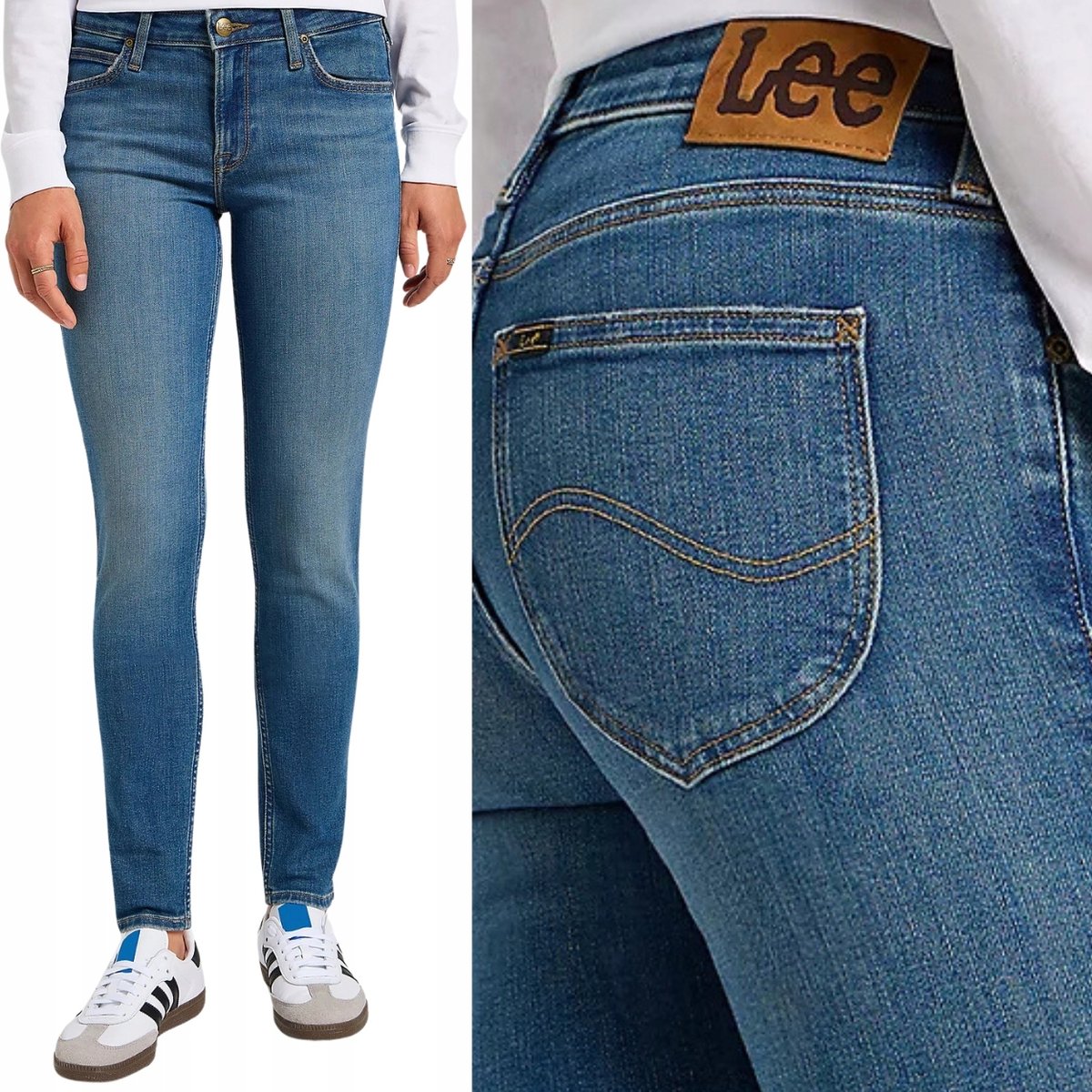 Lee SCARLETT Mid Dust DżINS CIEMNE DAMSKIE SPODNIE JEANSOWE RURKI W27 L31