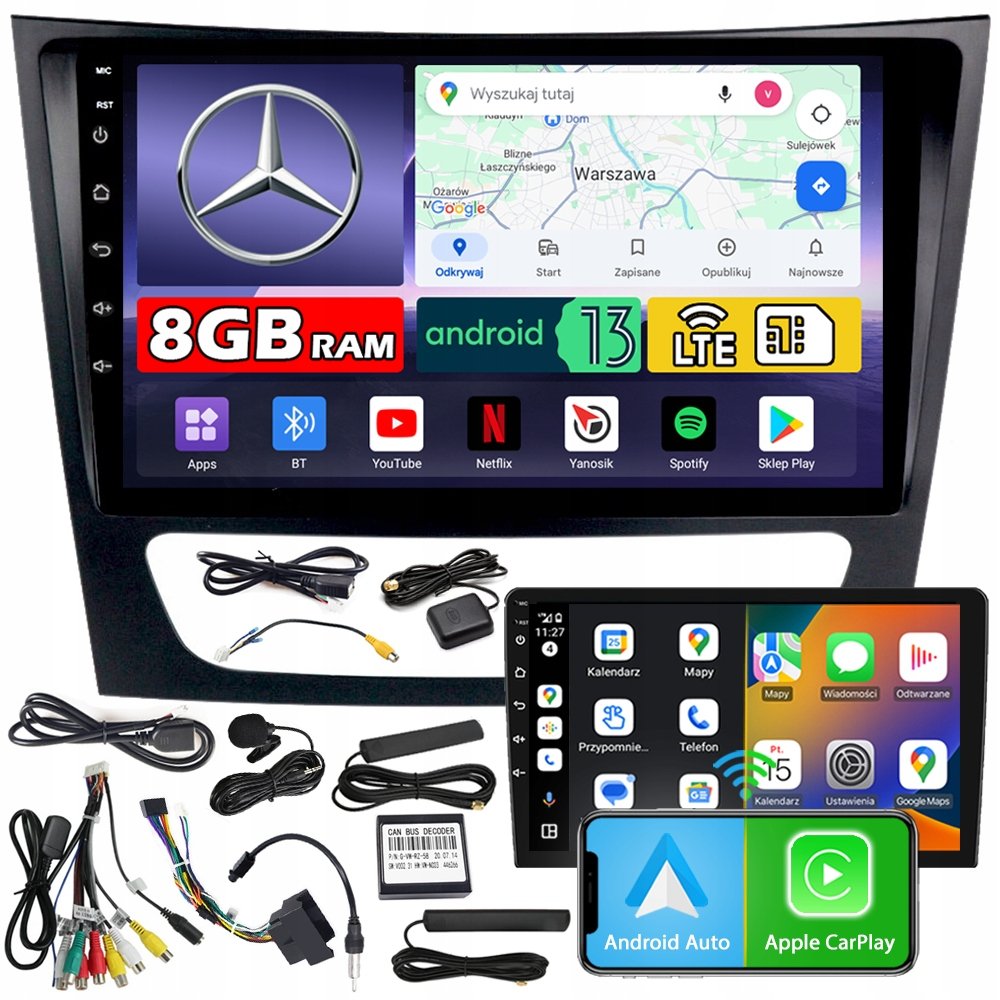 Radio samochodowe NCS ZQ9 MERCEDES-BENZ W211 2002-2009 Android 8GB LTE