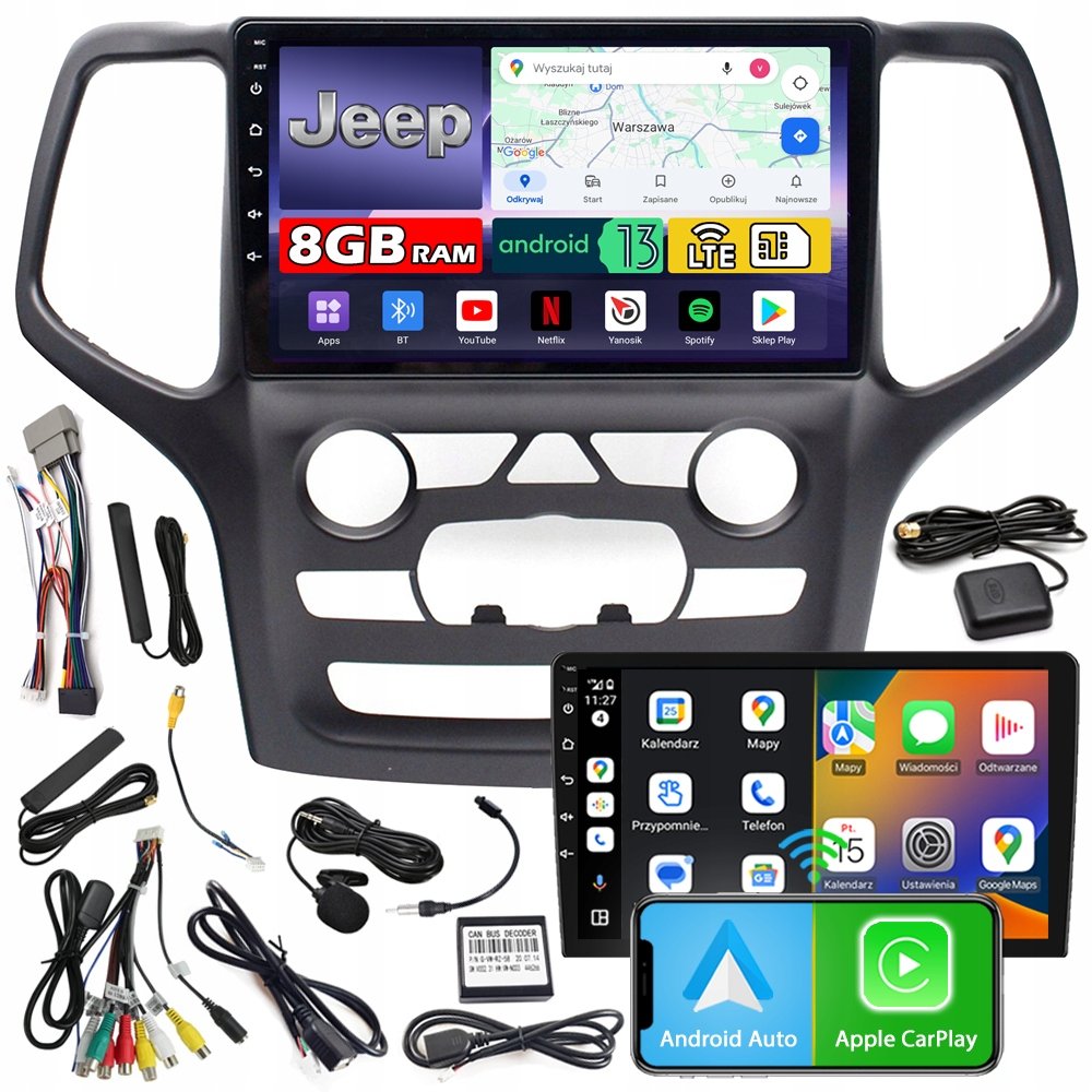 Radio samochodowe NCS ZQ9 JEEP GRAND CHEROKEE 2014-2017 Android 8GB LTE