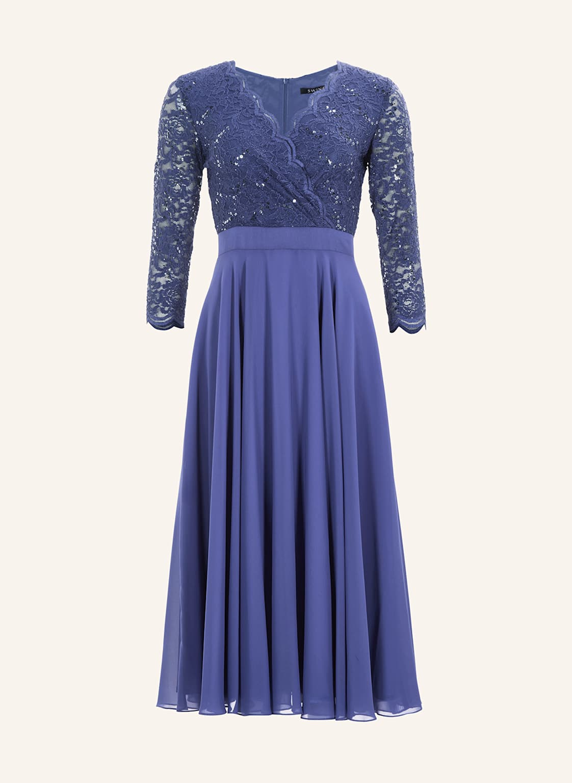 Swing Sukienka Koktajlowa Z Rękawami 3/4 I Koronką blau