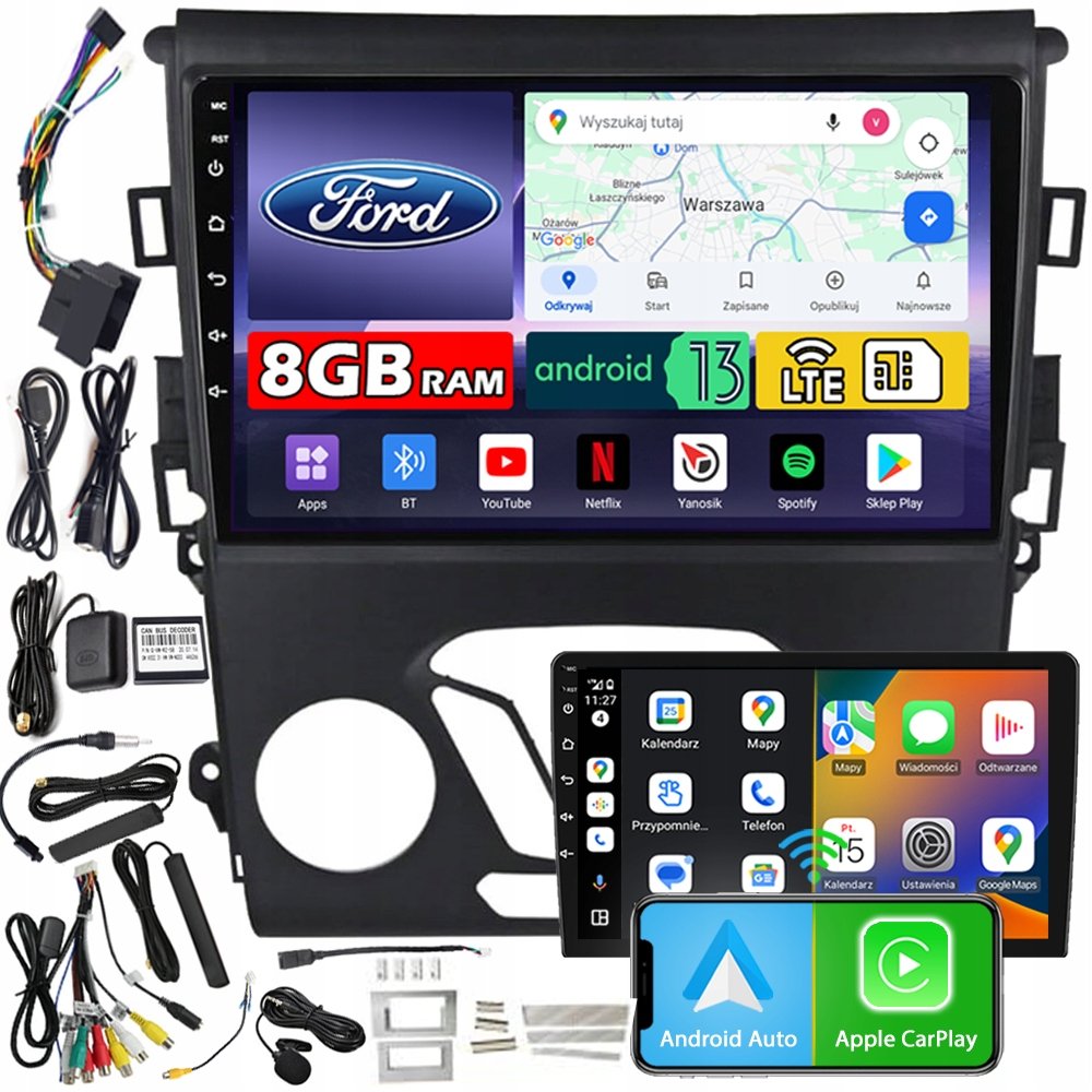 Radio samochodowe NCS ZQ9 Ford Mondeo Mk5 2013-2018 Android 8GB LTE