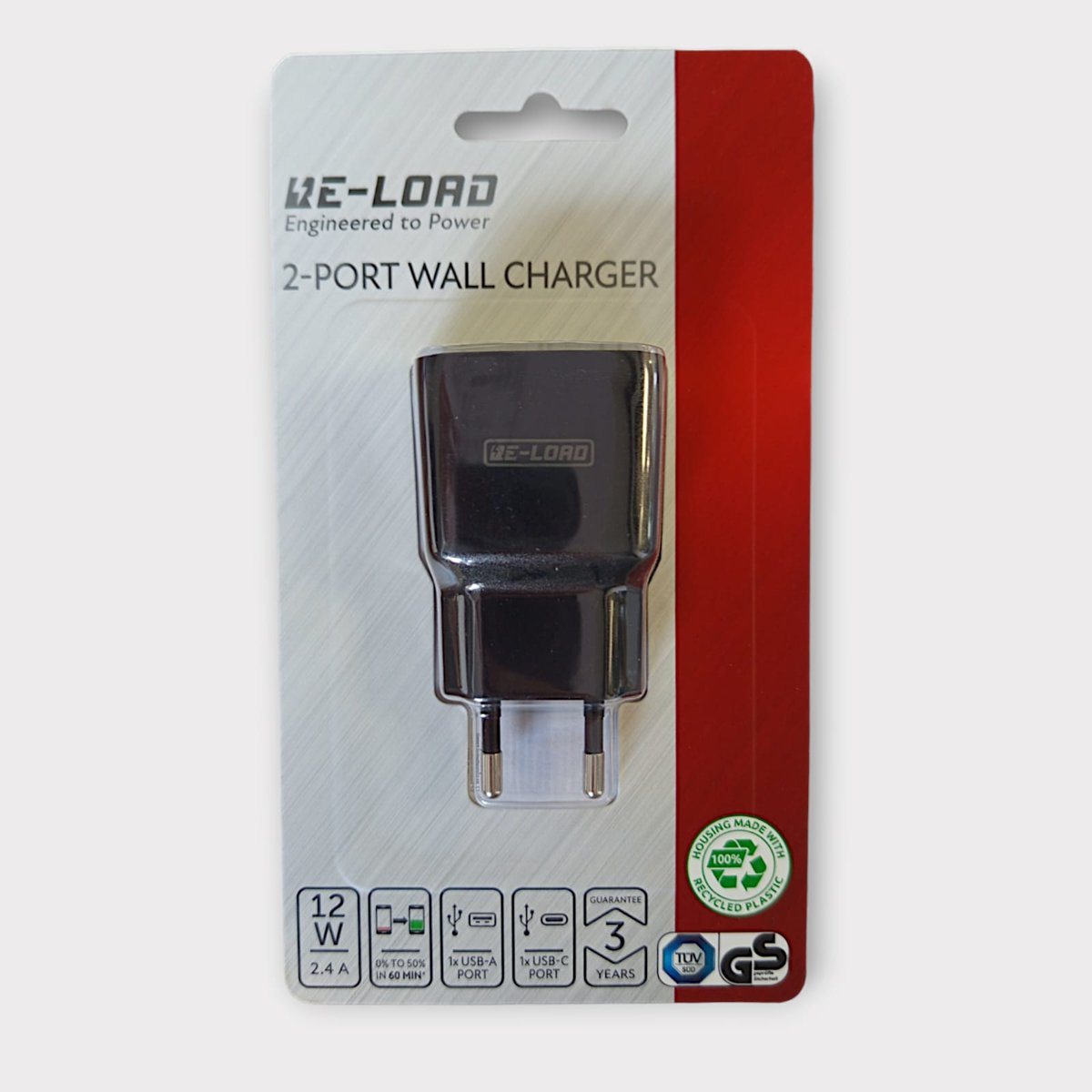 Ładowarka Ścienna Usb Dual Czarna Re-Load