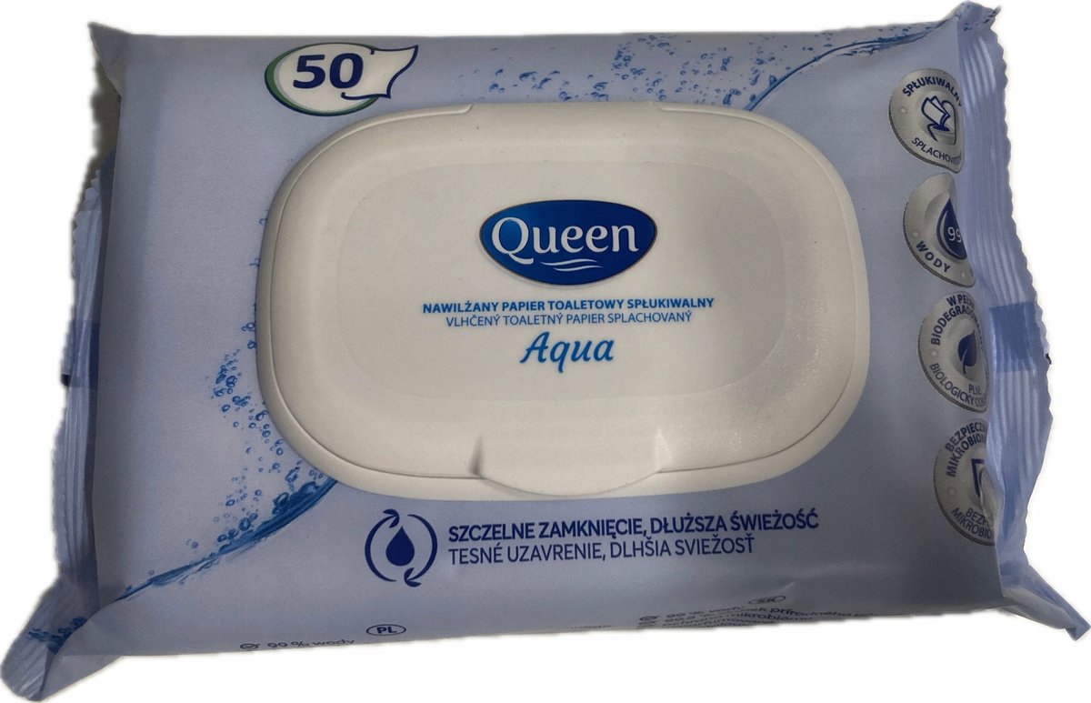 Papier Nawilżany Spłukiwalny Queen Aqua 50 Szt