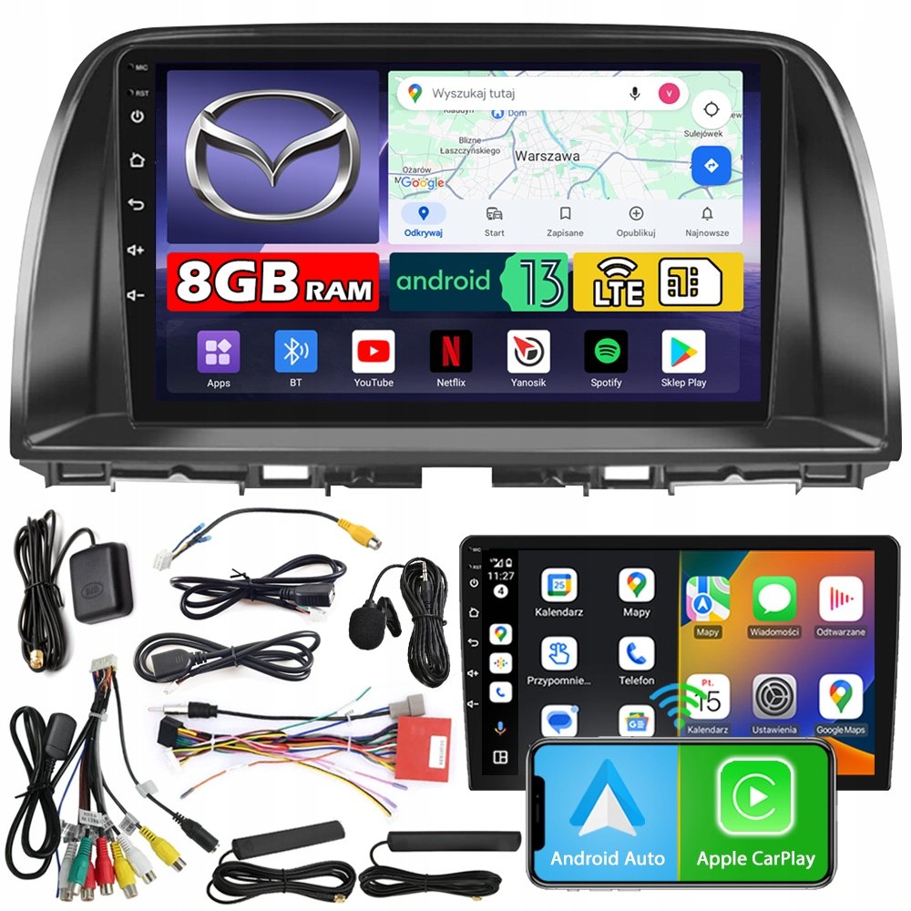 Radio samochodowe NCS ZQ9 MAZDA CX-5 2012-2016 Android nawigacja 8GB LTE