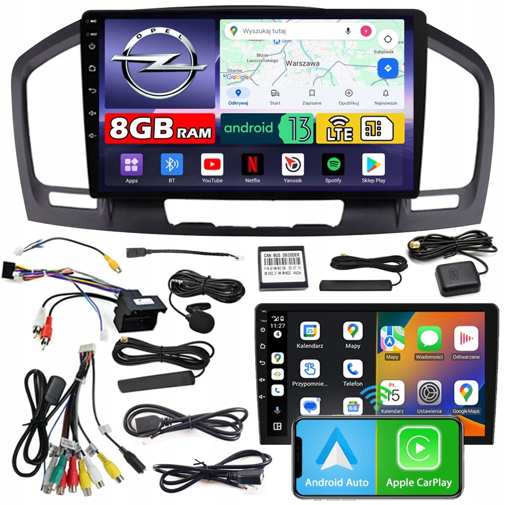 Radio samochodowe NCS ZQ9 OPEL INSIGNIA 2008-2013 Android nawigacja 8GB LTE