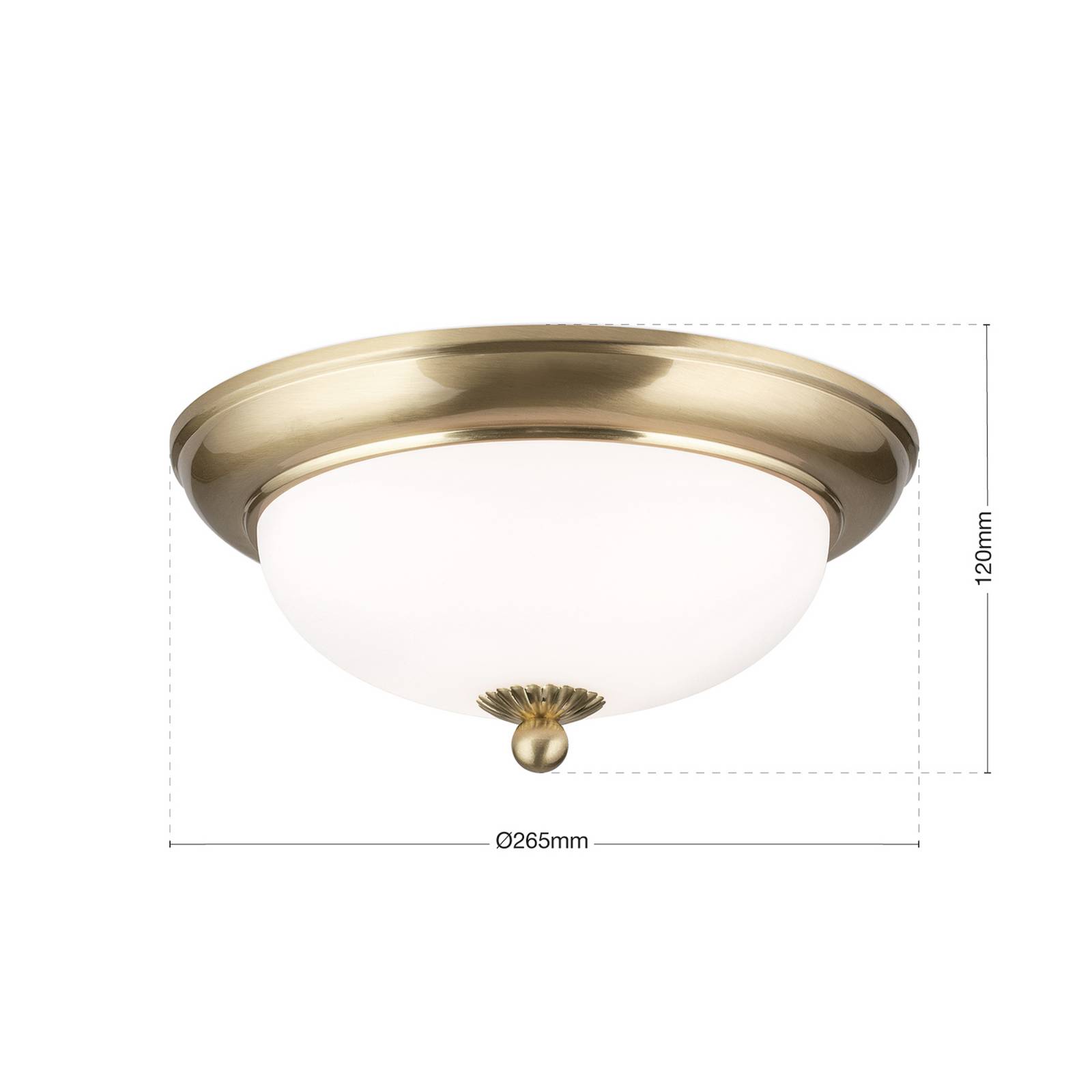ORION Lampa sufitowa Empire, Ø 26,5 cm, mosiądz, matowe opalowe szkło