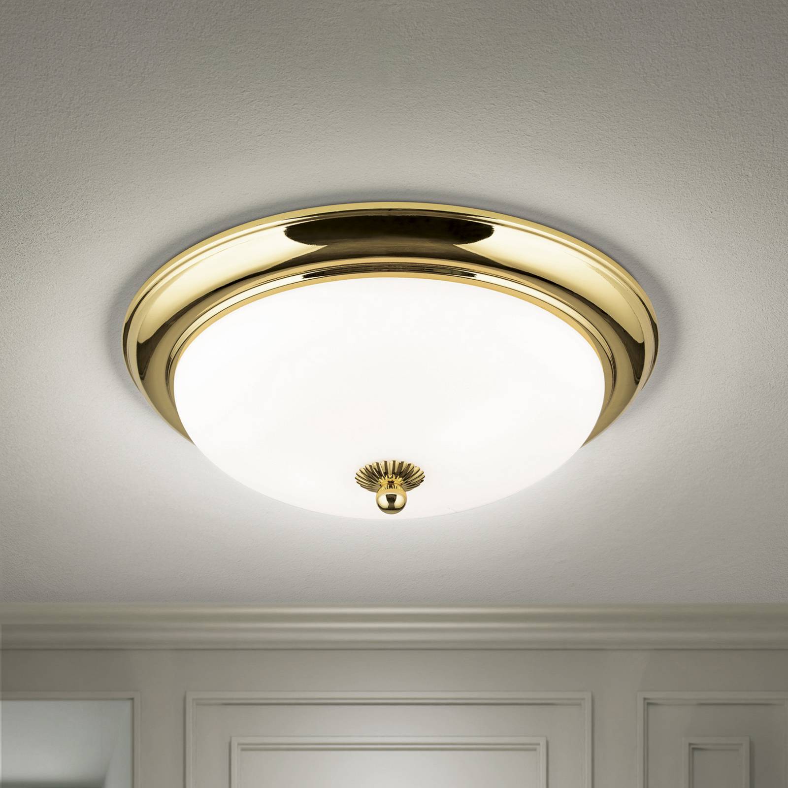 ORION Lampa sufitowa Empire, Ø 35,5 cm, złota, matowe opalowe szkło