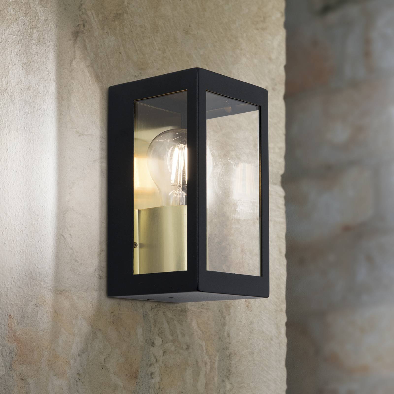 ORION Kinkiet zewnętrzny LUMINA, czarno-złoty, stal nierdzewna, szkło, IP44