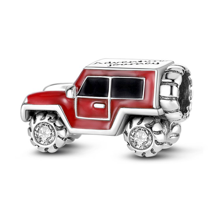 Zawieszka Charms SREBRO 925 Koralik do PANDORA Czerwony Samochód Terenowy Jeep Auto