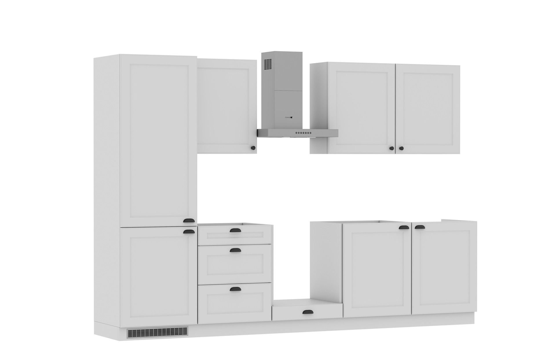 Zestaw Mebli Kuchennych London 300 Cm Mdf Lakier Biały Mat