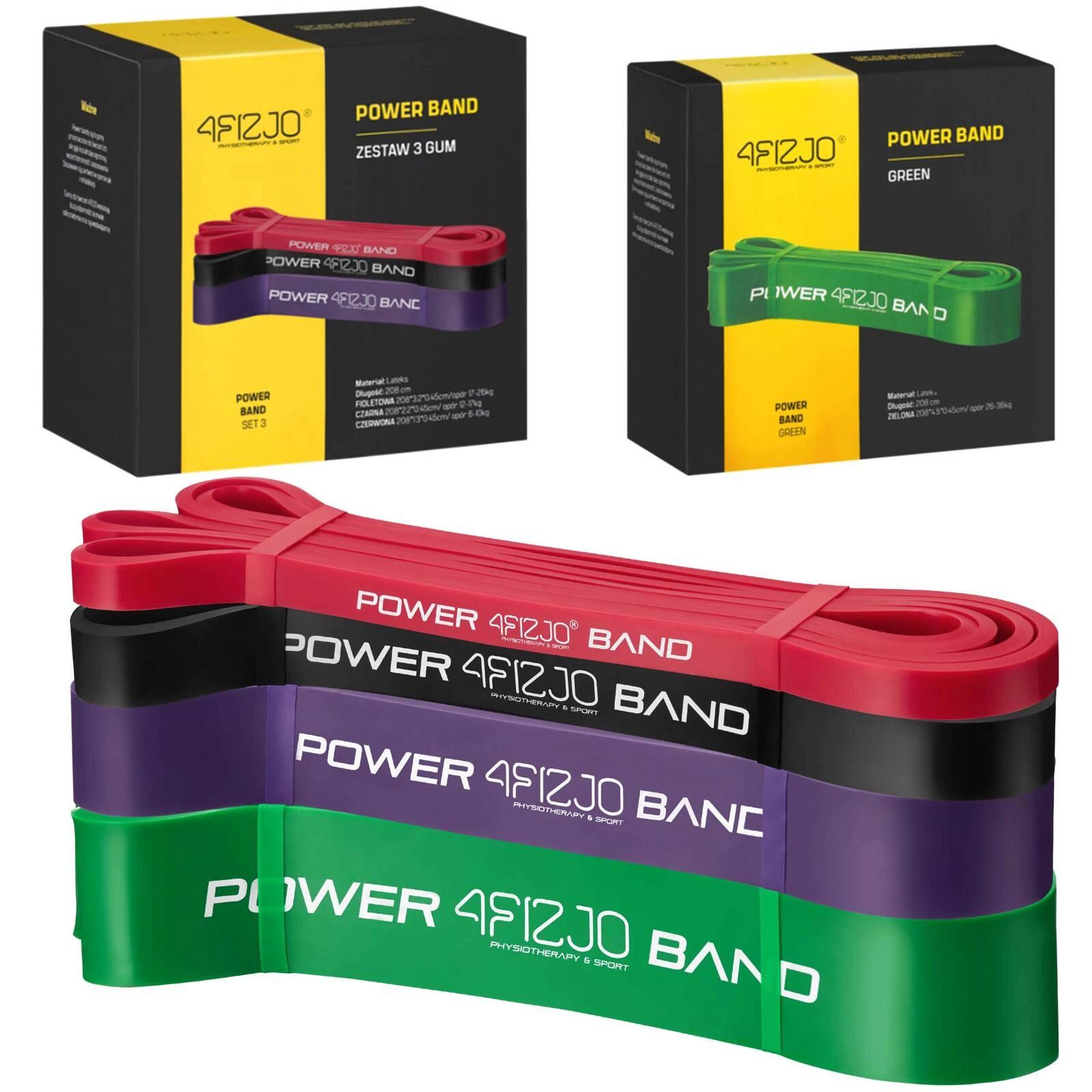 POWER BAND Zestaw Taśm Gum Do Ćwiczeń Rozciągania P08 4FIZJO