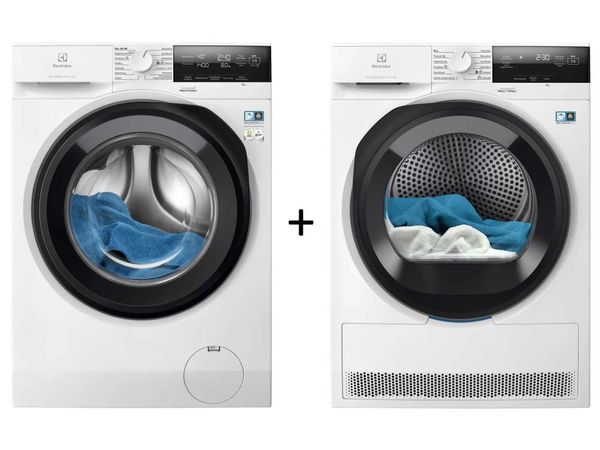 ELECTROLUX EW6F3482P SensiCare 600 AbsoluteCare 8 kg 1400 obr + EW7DX385AP z pompą ciepła 700 DelicateCare AbsoluteCare 8 kg