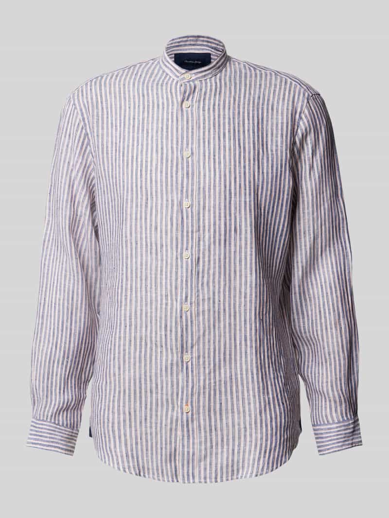 Koszula lniana o kroju regular fit ze stójką