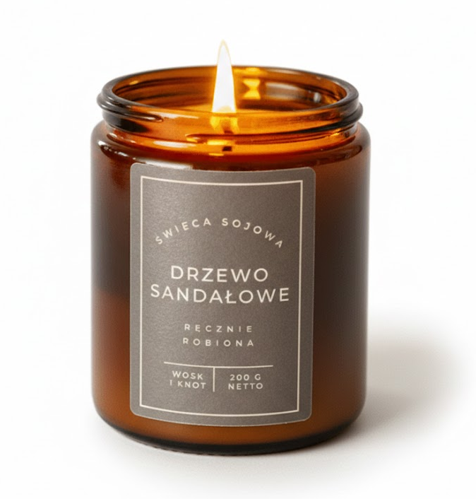 Drzewo Sandałowe świeca sojowa 200g Wosk i Knot